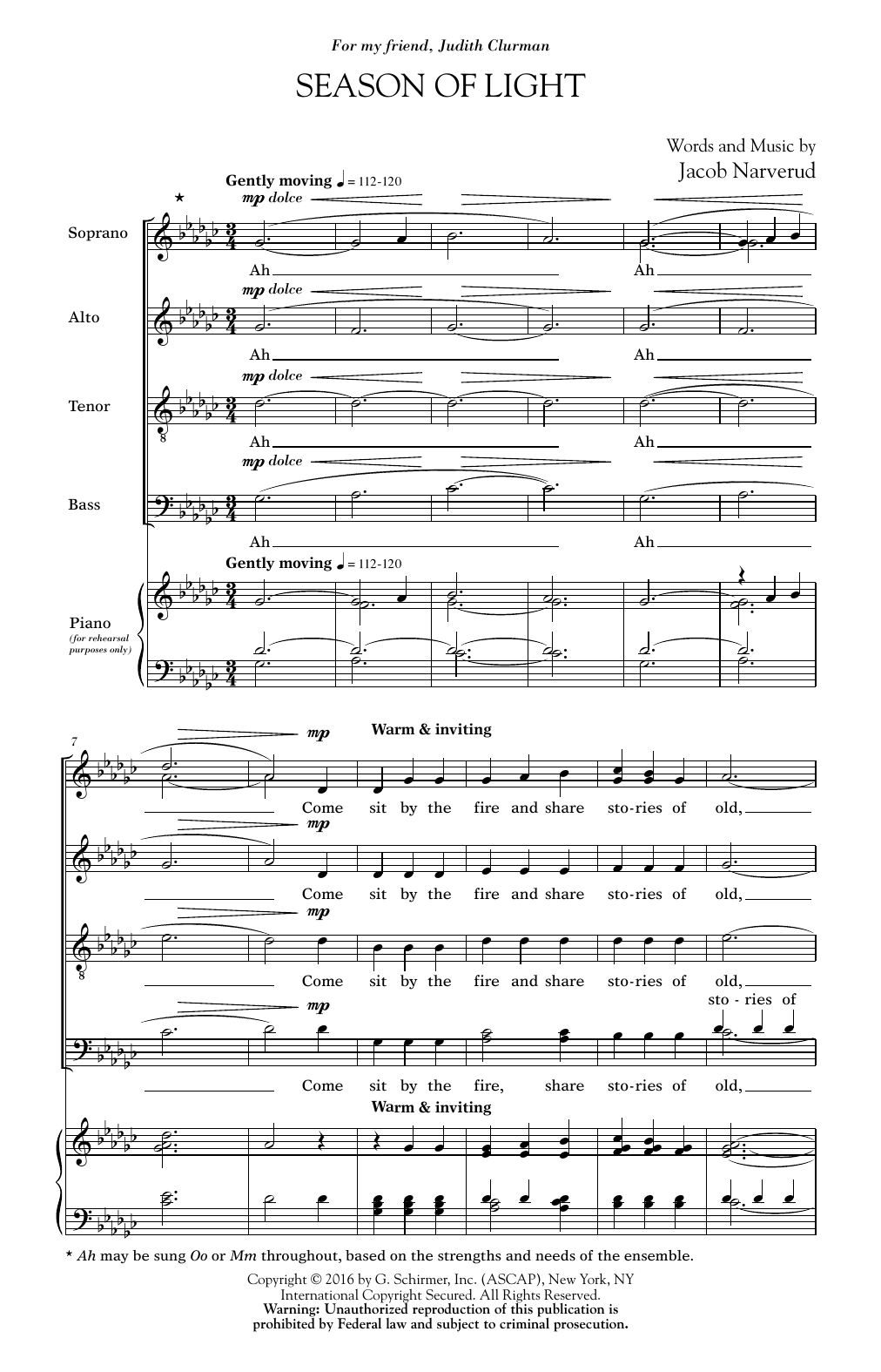 Jacob Narverud Season Of Light Sheet Music Notes & Chords for SAB Choir - Download or Print PDF