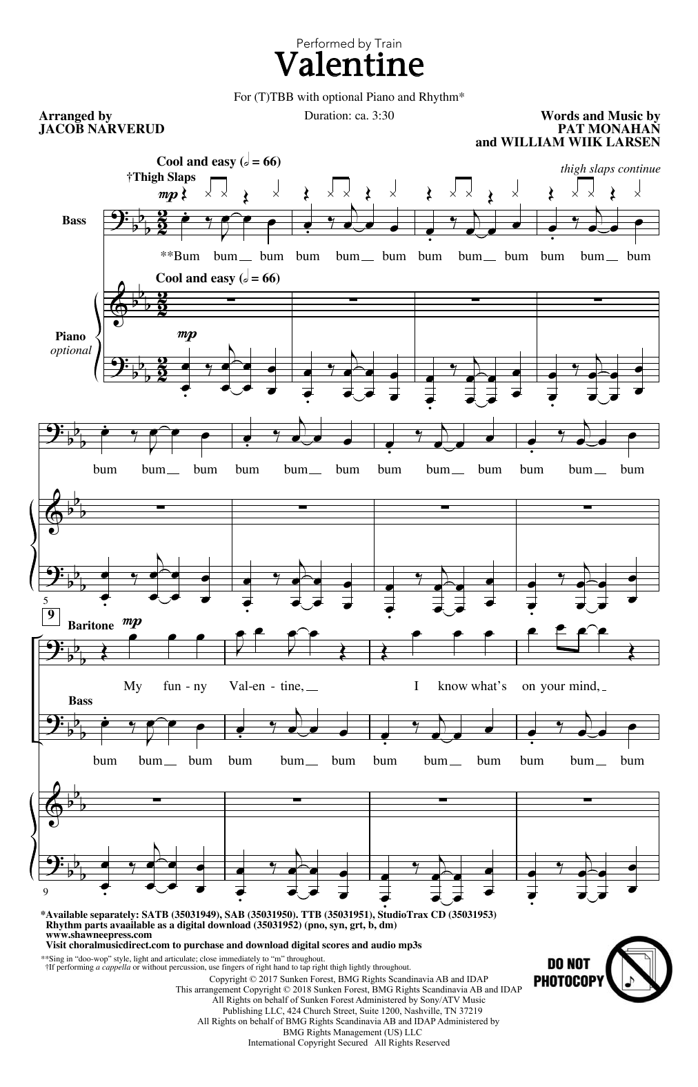 Jacob Narverud Valentine Sheet Music Notes & Chords for SAB - Download or Print PDF