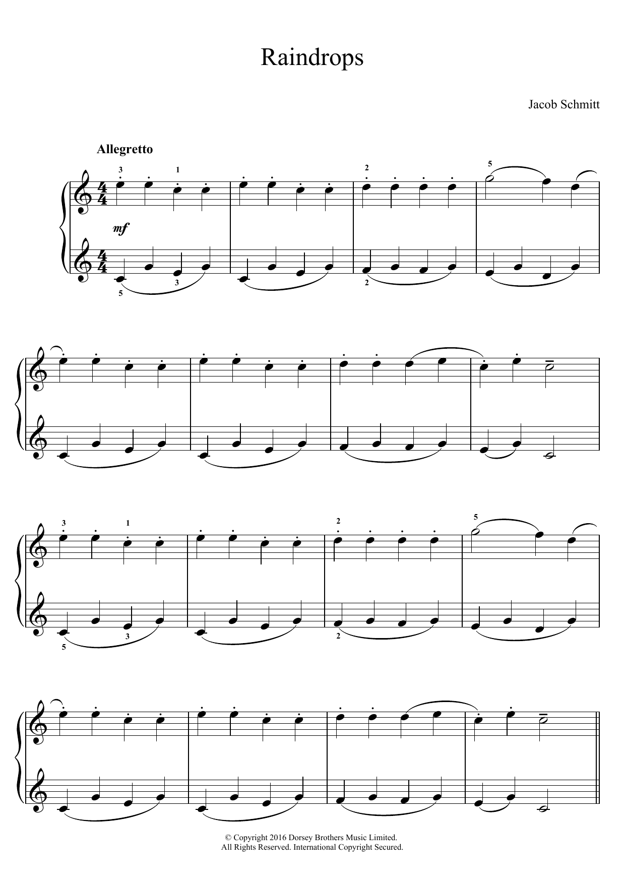 Jacob Schmitt Raindrops Sheet Music Notes & Chords for Educational Piano - Download or Print PDF