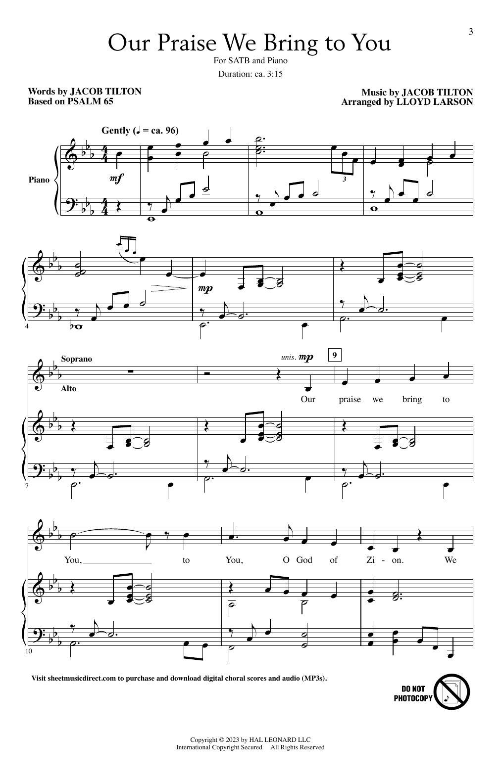 Jacob Tilton Our Praise We Bring To You (arr. Lloyd Larson) Sheet Music Notes & Chords for SATB Choir - Download or Print PDF