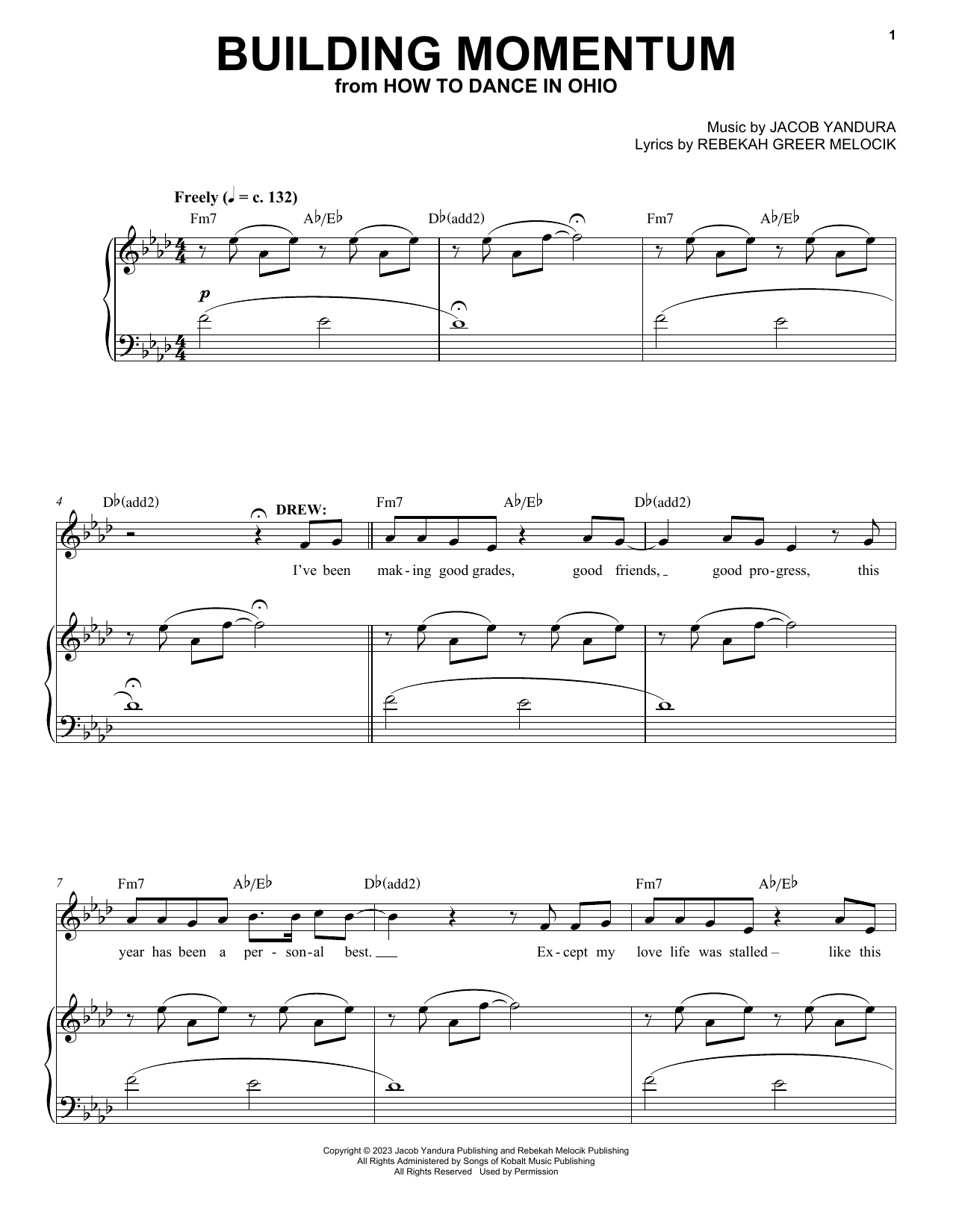 Jacob Yandura & Rebekah Greer Melocik Building Momentum (from How To Dance In Ohio) Sheet Music Notes & Chords for Piano & Vocal - Download or Print PDF