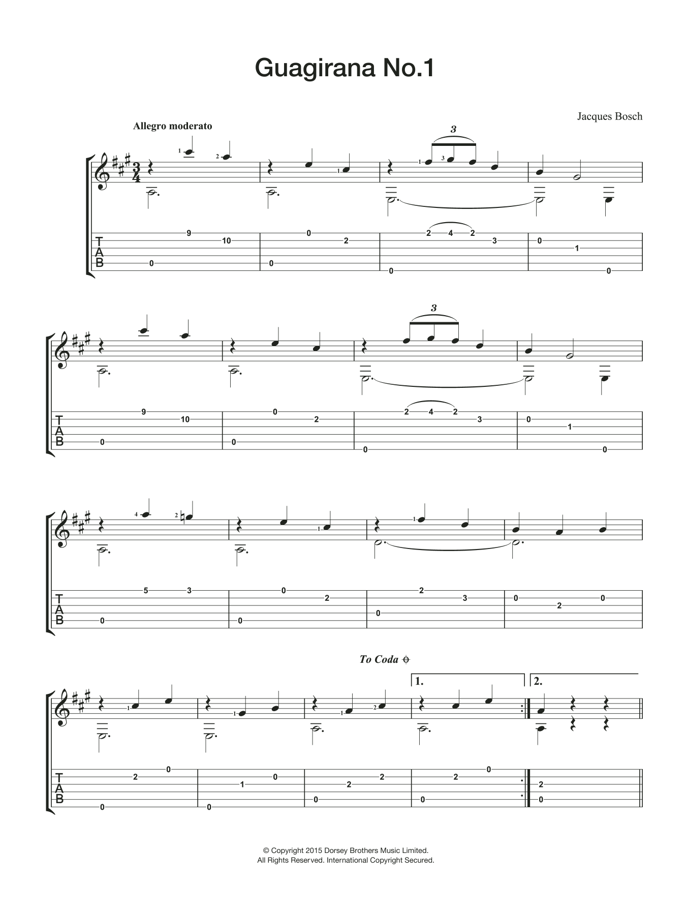Jacques Bosch Guagirana No. 1 Sheet Music Notes & Chords for Guitar - Download or Print PDF