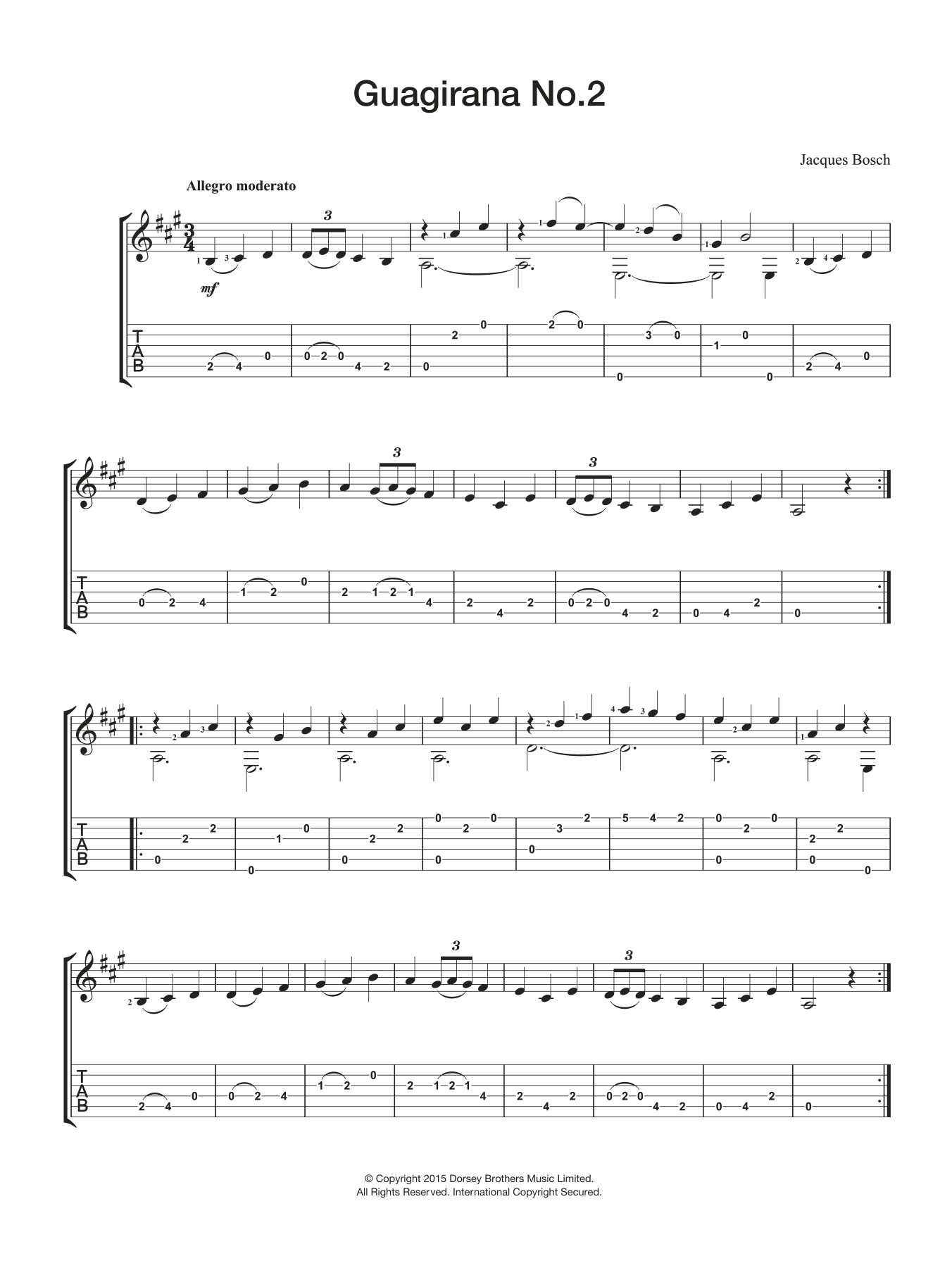 Jacques Bosch Guagirana No. 2 Sheet Music Notes & Chords for Guitar - Download or Print PDF