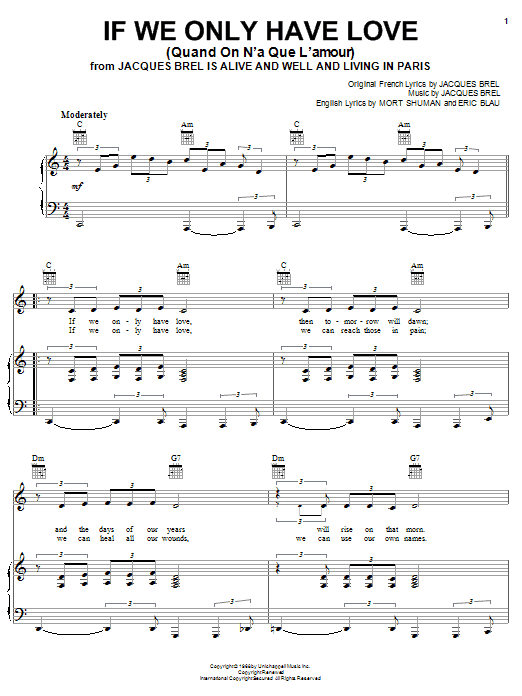 Jacques Brel If We Only Have Love (Quand On N'a Que L'amour) Sheet Music Notes & Chords for Ukulele - Download or Print PDF