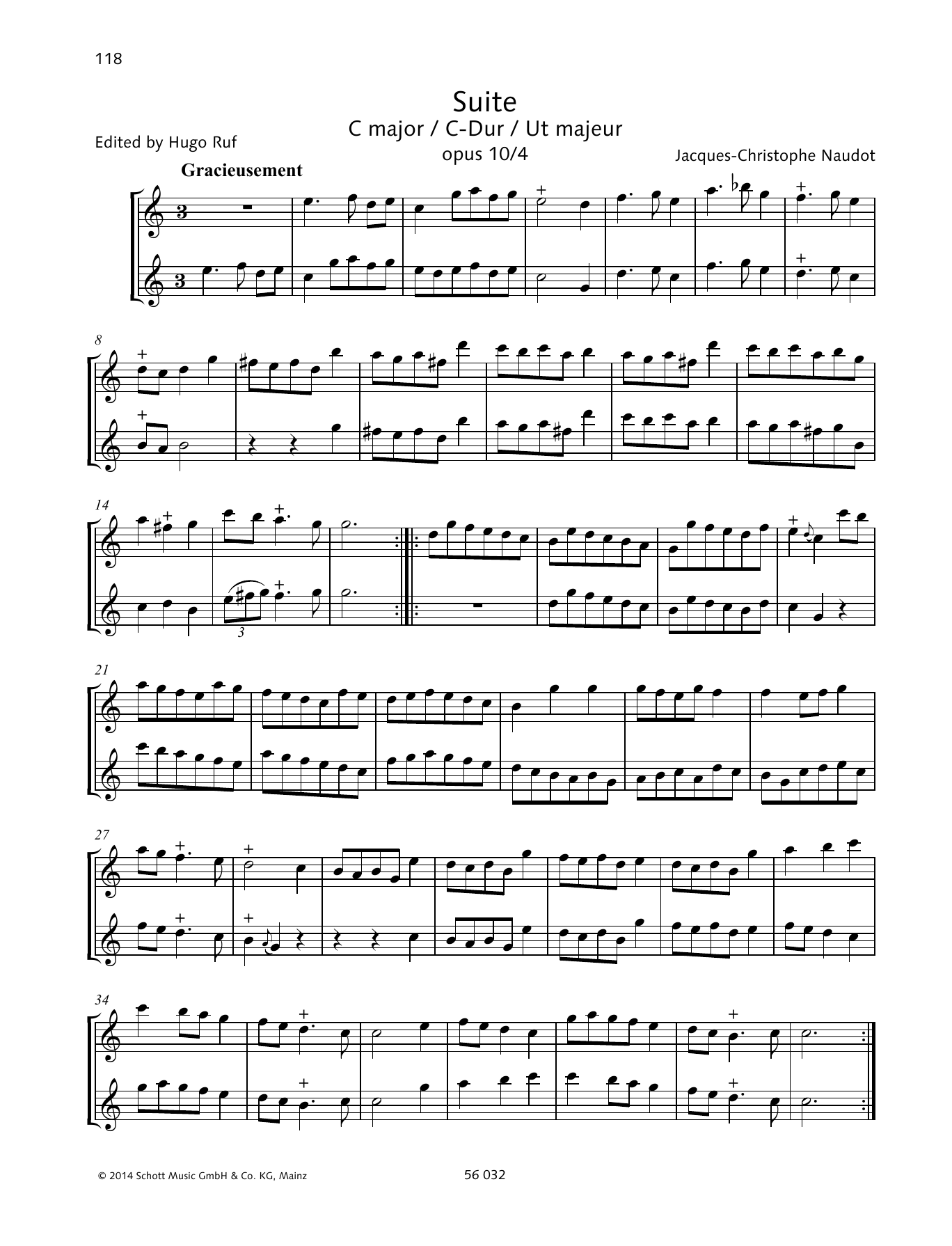 Jacques-Christophe Naudot Suite C Major Sheet Music Notes & Chords for Woodwind Ensemble - Download or Print PDF