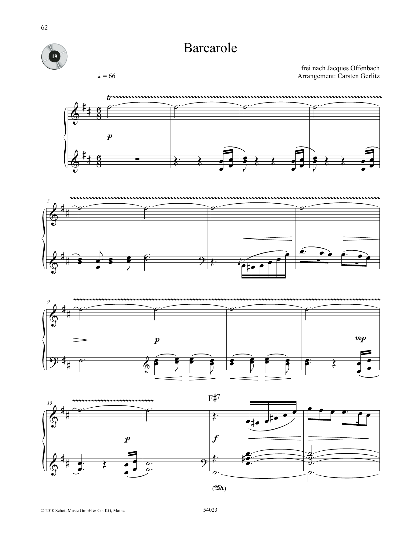 Jacques Offenbach Barcarole Sheet Music Notes & Chords for Piano Solo - Download or Print PDF