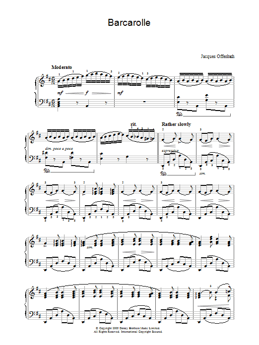 Jacques Offenbach Barcarolle (from The Tales Of Hoffmann) Sheet Music Notes & Chords for Keyboard - Download or Print PDF