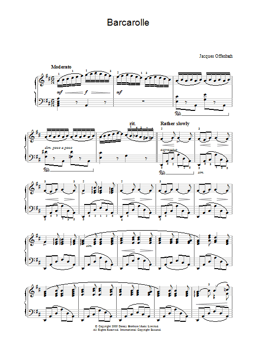 Jacques Offenbach Barcarolle (from The Tales Of Hoffmann) Sheet Music Notes & Chords for Flute - Download or Print PDF