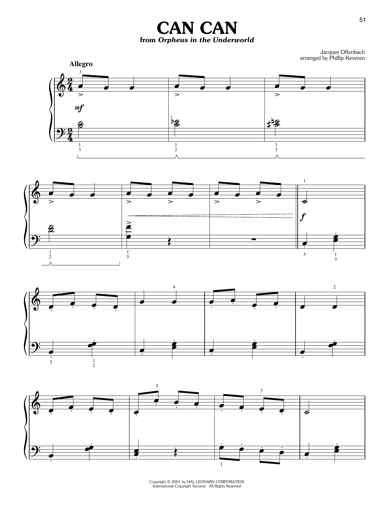 Jacques Offenbach Can Can (arr. Phillip Keveren) Sheet Music Notes & Chords for Easy Piano - Download or Print PDF