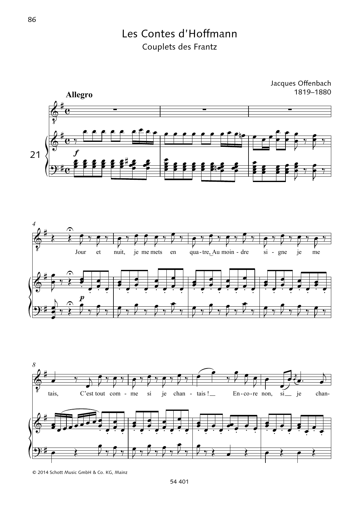 Jacques Offenbach Jour et nuit Sheet Music Notes & Chords for Piano & Vocal - Download or Print PDF
