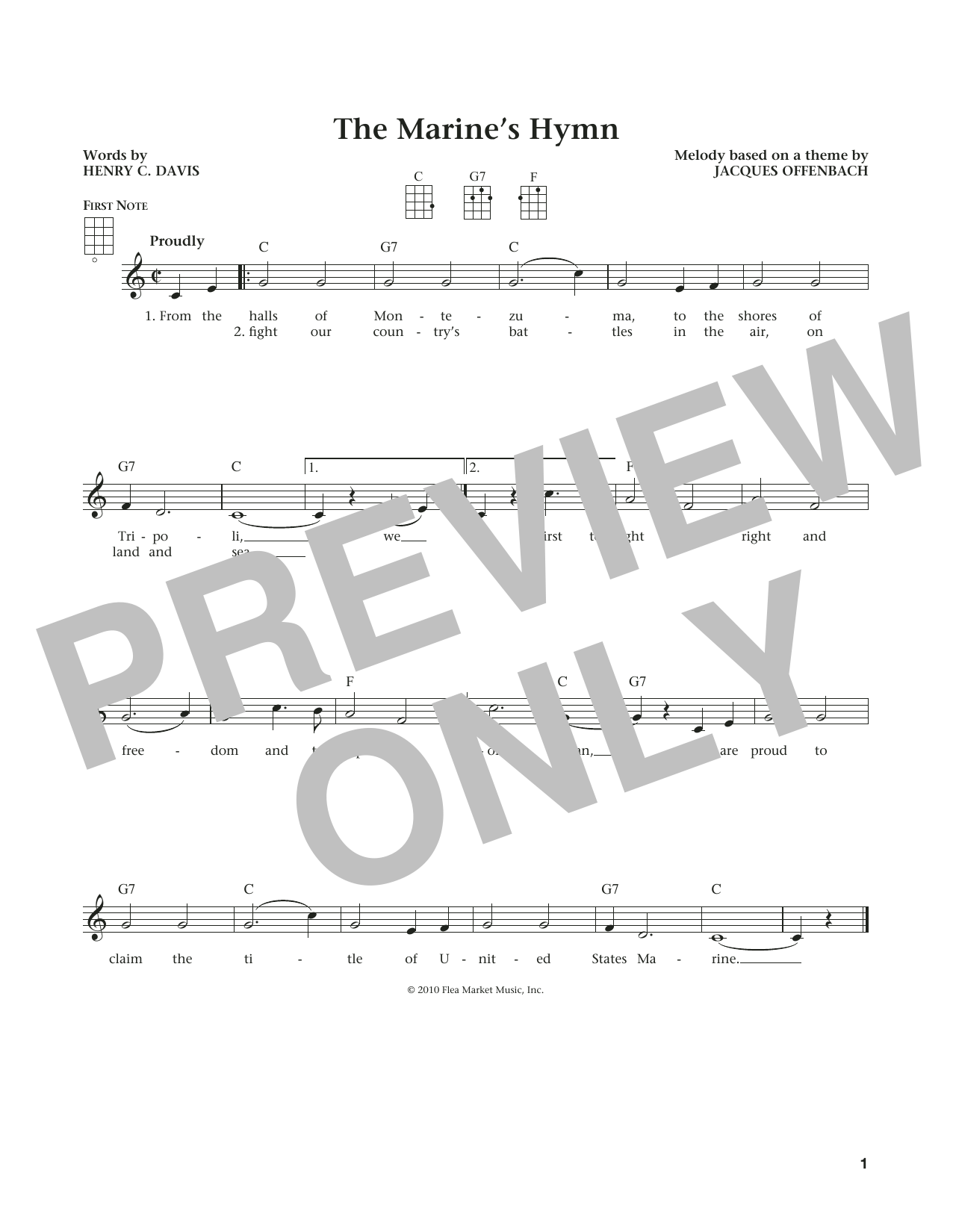 Jacques Offenbach Marine's Hymn (from The Daily Ukulele) (arr. Liz and Jim Beloff) Sheet Music Notes & Chords for Ukulele - Download or Print PDF