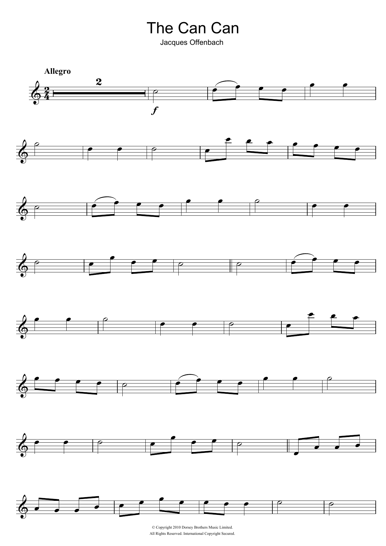 Jacques Offenbach The Can Can Sheet Music Notes & Chords for Flute - Download or Print PDF