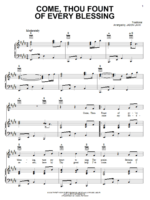 Jadon Lavik Come Thou Fount Of Every Blessing Sheet Music Download Pdf Score 70036