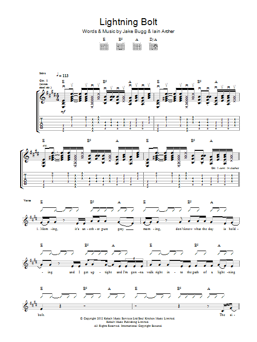 Jake Bugg Lightning Bolt Sheet Music Notes & Chords for Guitar Tab - Download or Print PDF