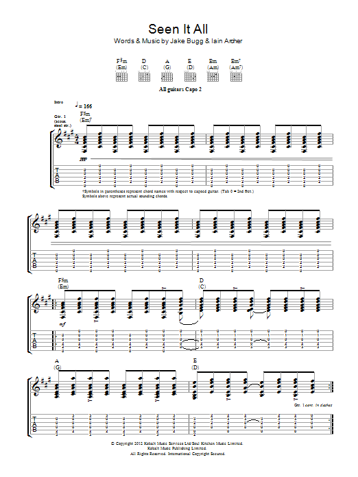 Jake Bugg Seen It All Sheet Music Notes & Chords for Guitar Tab - Download or Print PDF