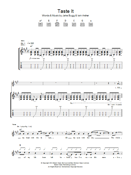 Jake Bugg Taste It Sheet Music Notes & Chords for Guitar Tab - Download or Print PDF