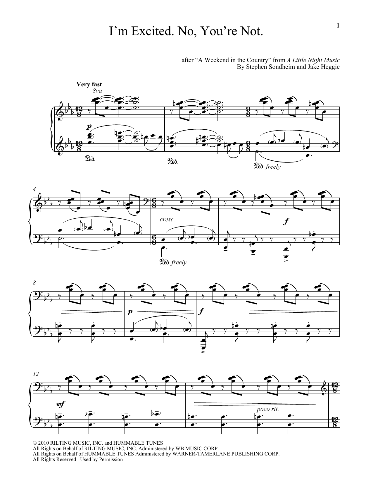 Jake Heggie I'm Excited. No, You're Not. Sheet Music Notes & Chords for Piano - Download or Print PDF