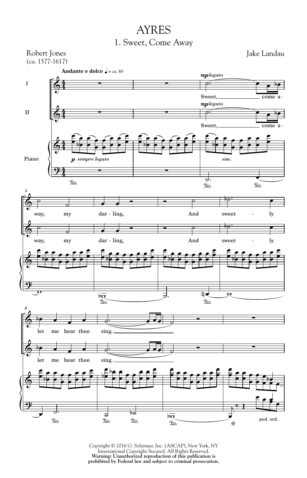 Jake Landau Ayres Sheet Music Notes & Chords for 2-Part Choir - Download or Print PDF
