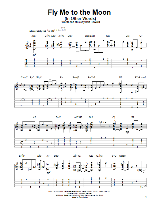 Jake Reichbart Fly Me To The Moon (In Other Words) Sheet Music Notes & Chords for Guitar Tab - Download or Print PDF