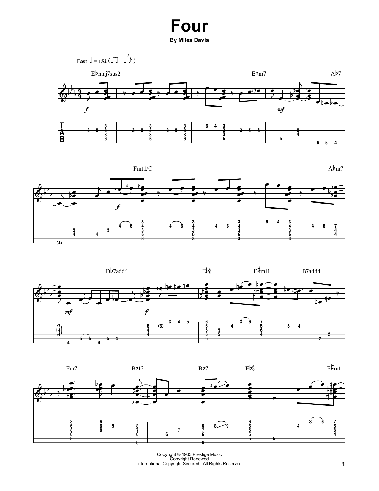 Jake Reichbart Four Sheet Music Notes & Chords for Guitar Tab - Download or Print PDF