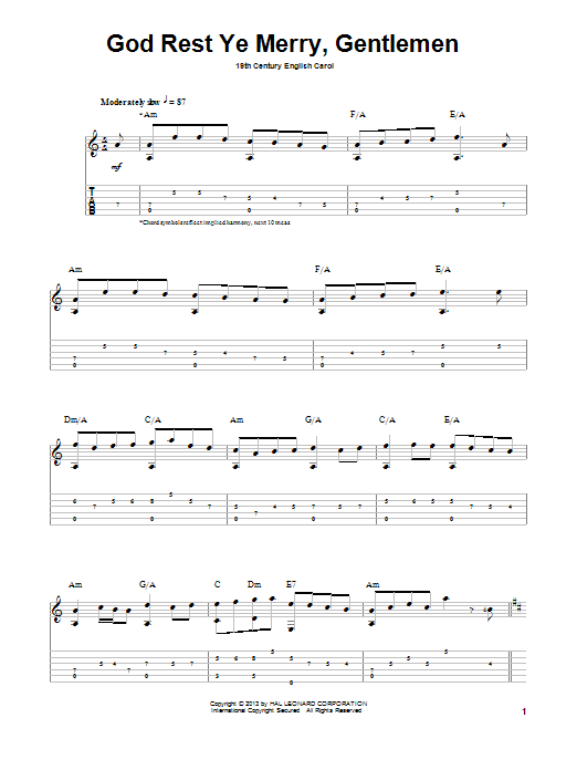 Jake Reichbart God Rest Ye Merry, Gentlemen Sheet Music Notes & Chords for Guitar Tab - Download or Print PDF