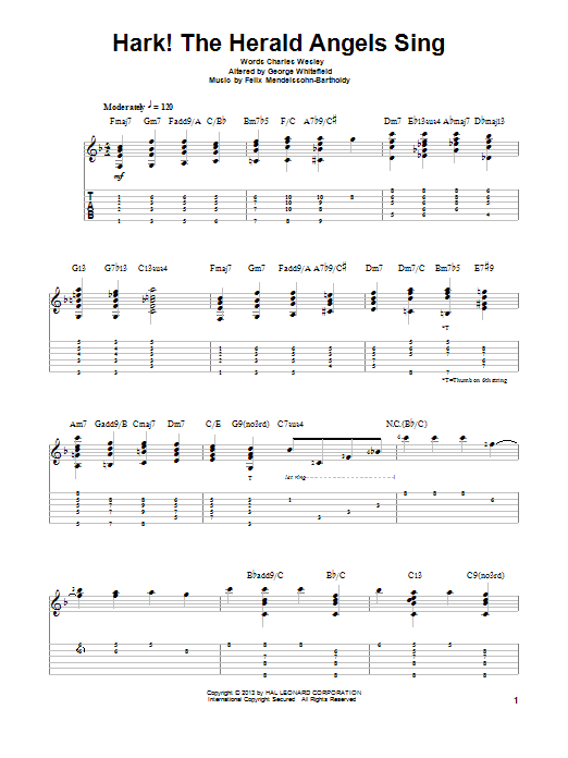 Jake Reichbart Hark! The Herald Angels Sing Sheet Music Notes & Chords for Guitar Tab - Download or Print PDF