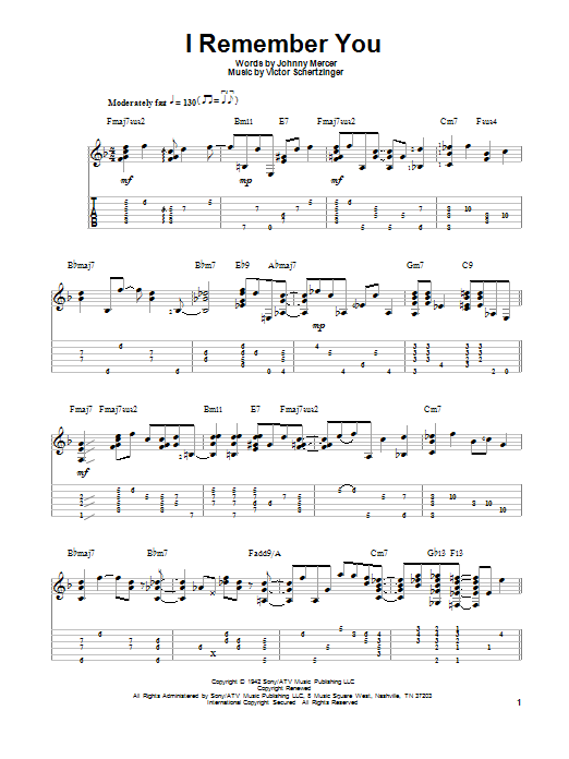 Jake Reichbart I Remember You Sheet Music Notes & Chords for Guitar Tab - Download or Print PDF