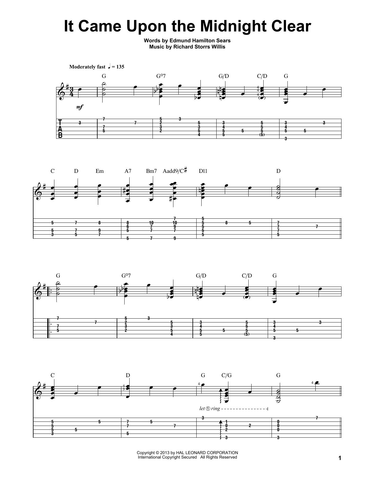 Jake Reichbart It Came Upon The Midnight Clear Sheet Music Notes & Chords for Guitar Tab - Download or Print PDF