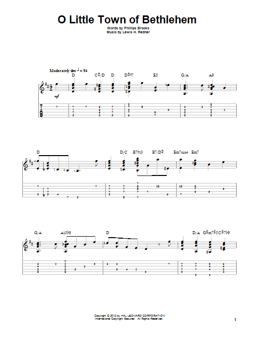 Jake Reichbart O Little Town Of Bethlehem Sheet Music Notes & Chords for Guitar Tab - Download or Print PDF