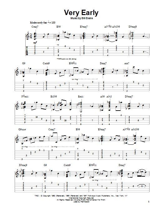 Jake Reichbart Very Early Sheet Music Notes & Chords for Guitar Tab - Download or Print PDF