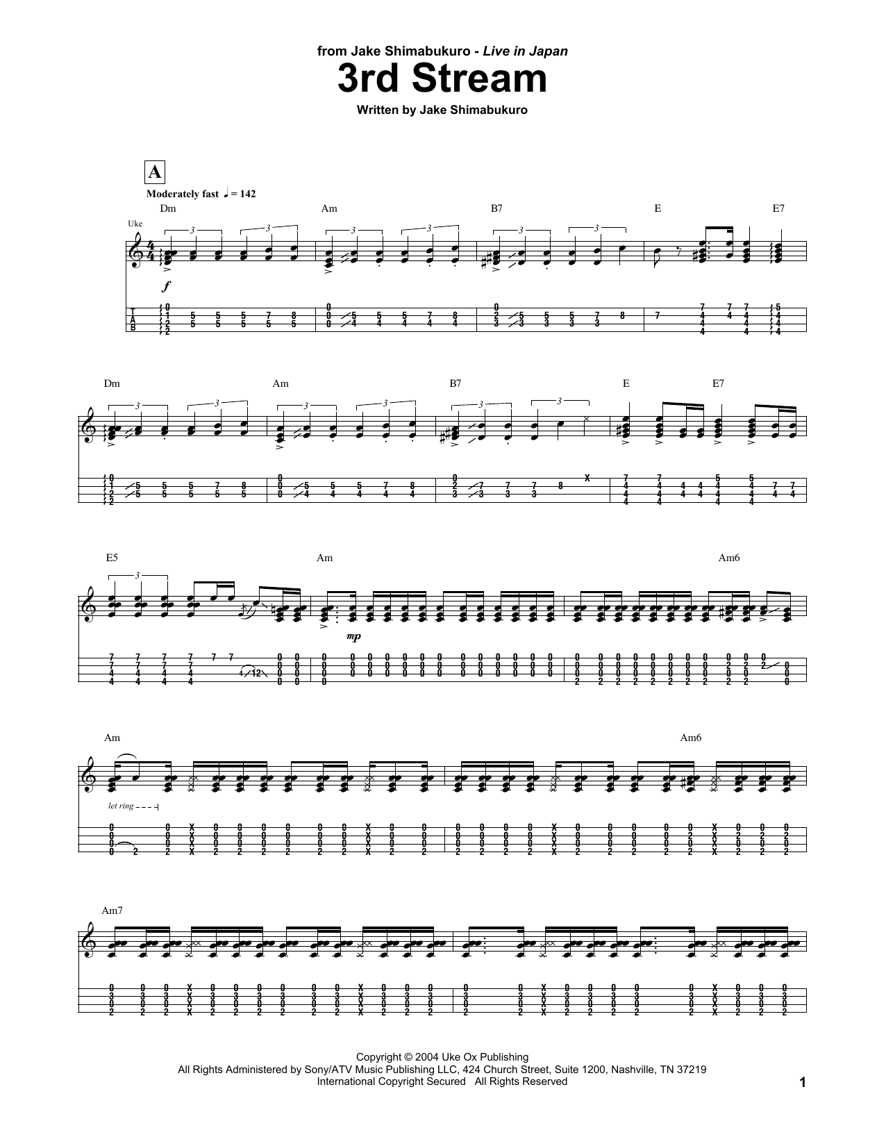 Jake Shimabukuro 3rd Stream Sheet Music Notes & Chords for UKETAB - Download or Print PDF