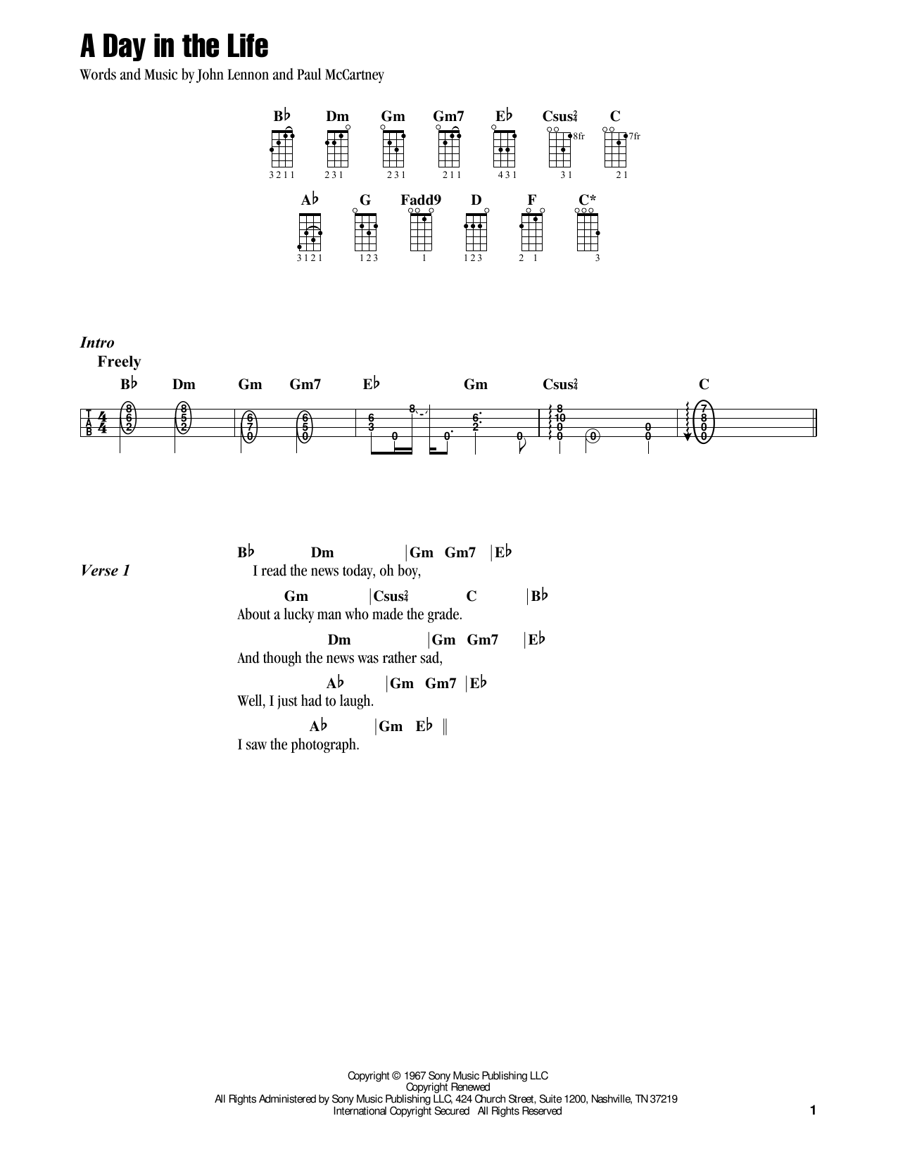 Jake Shimabukuro A Day In The Life (feat. Jon Anderson) Sheet Music Notes & Chords for Ukulele - Download or Print PDF