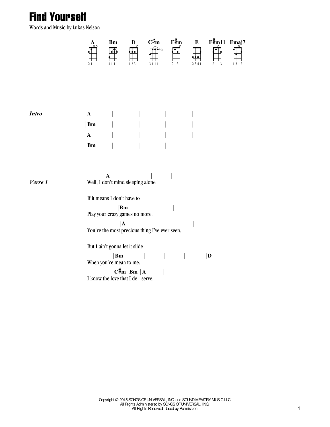 Jake Shimabukuro Find Yourself (feat. Lukas Nelson) Sheet Music Notes & Chords for Ukulele - Download or Print PDF