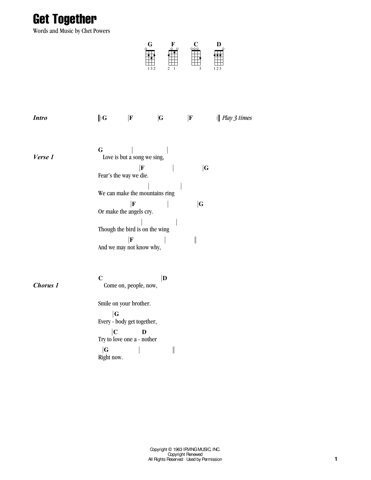 Jake Shimabukuro Get Together (feat. Jesse Colin Young) Sheet Music Notes & Chords for Ukulele - Download or Print PDF
