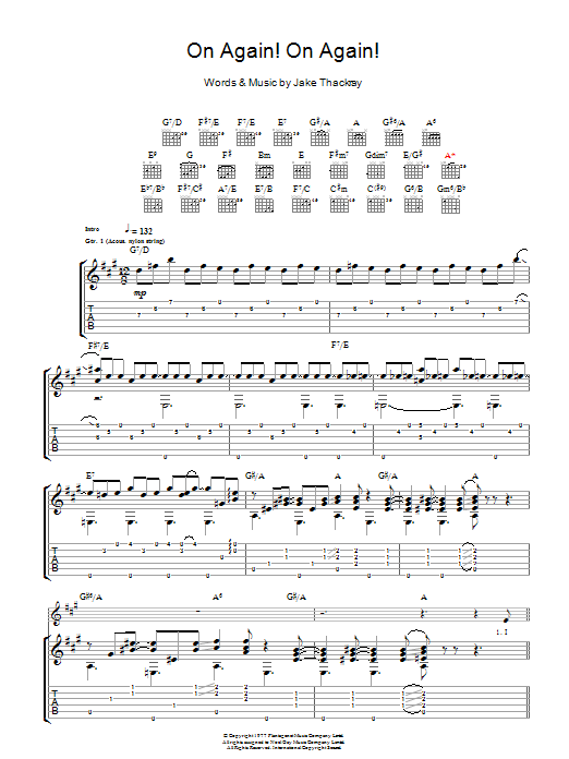 Jake Thackray On Again! On Again! Sheet Music Notes & Chords for Guitar Tab - Download or Print PDF
