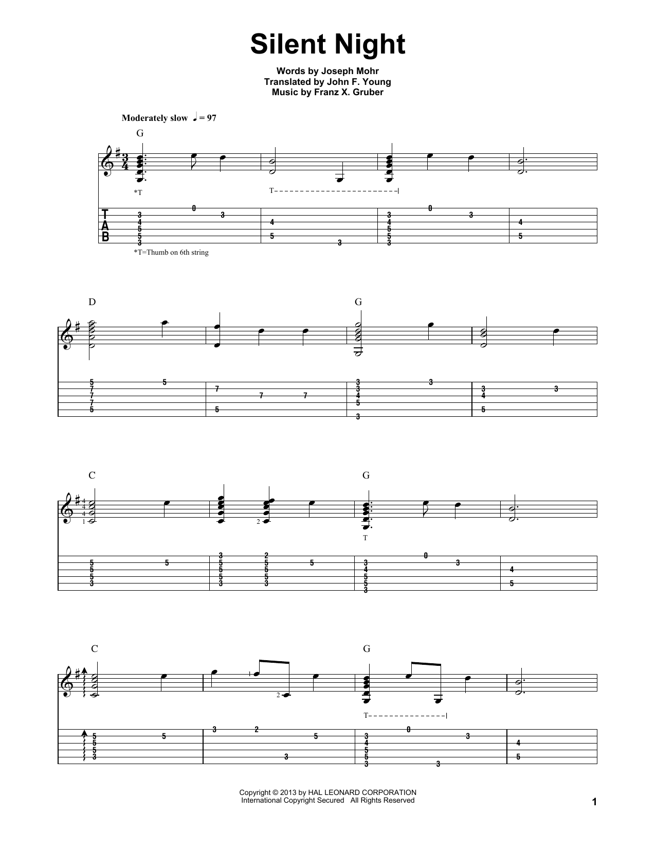 Preview Jake Reichbart Silent Night Jazz sheet music, notes and chords for Guitar Tab, SKU: 99181 Silent Night sheet music