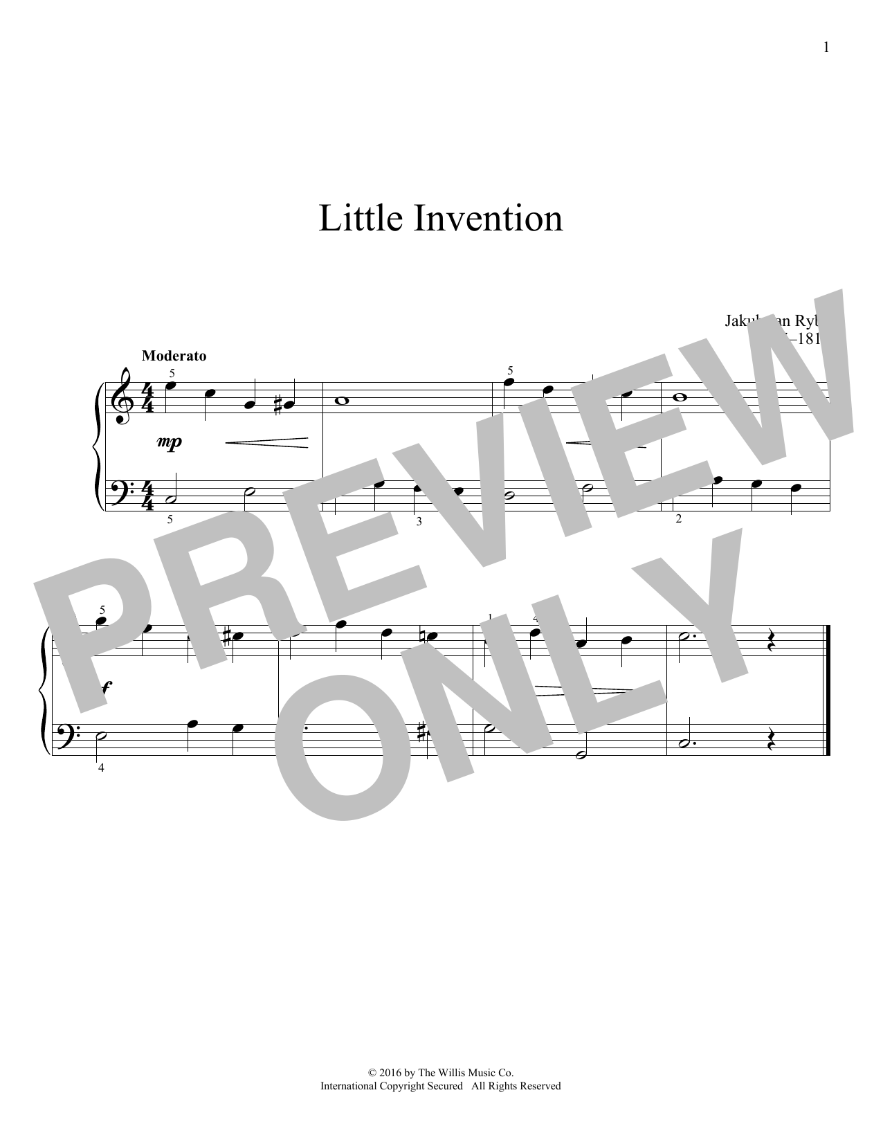 Jakub Jan Ryba Little Invention Sheet Music Notes & Chords for Educational Piano - Download or Print PDF