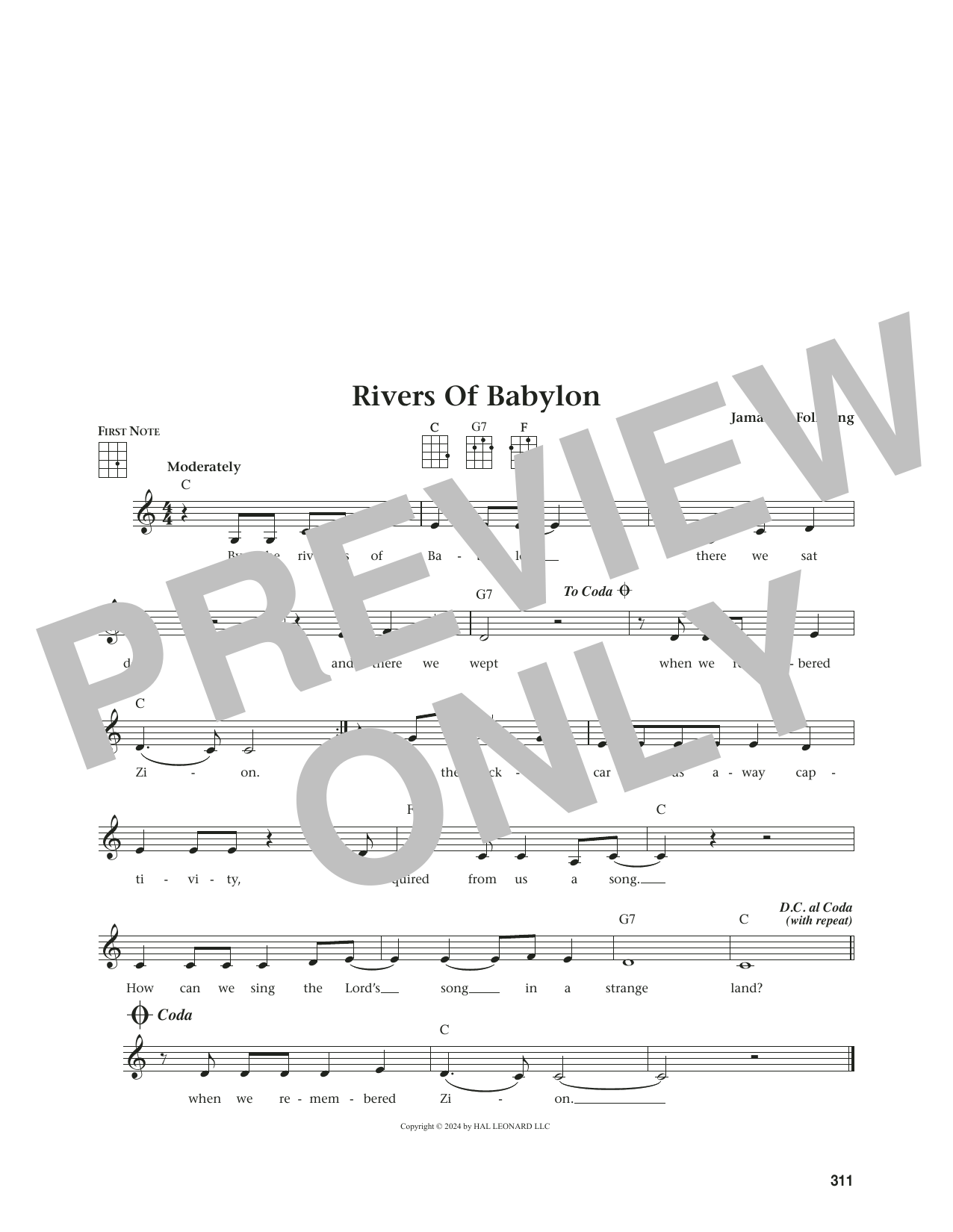 Jamaican Folk Song Rivers Of Babylon (from The Daily Ukuelele) (arr. Jim Beloff) Sheet Music Notes & Chords for Ukulele - Download or Print PDF