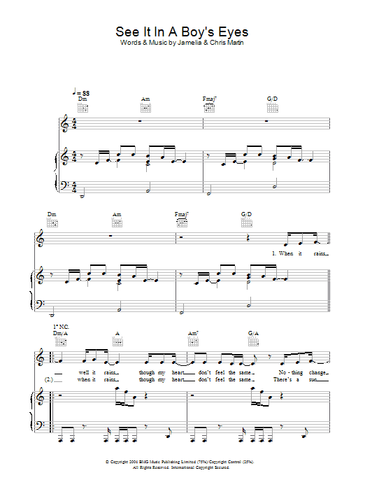 Jamelia See It In A Boy's Eyes Sheet Music Notes & Chords for Piano, Vocal & Guitar - Download or Print PDF