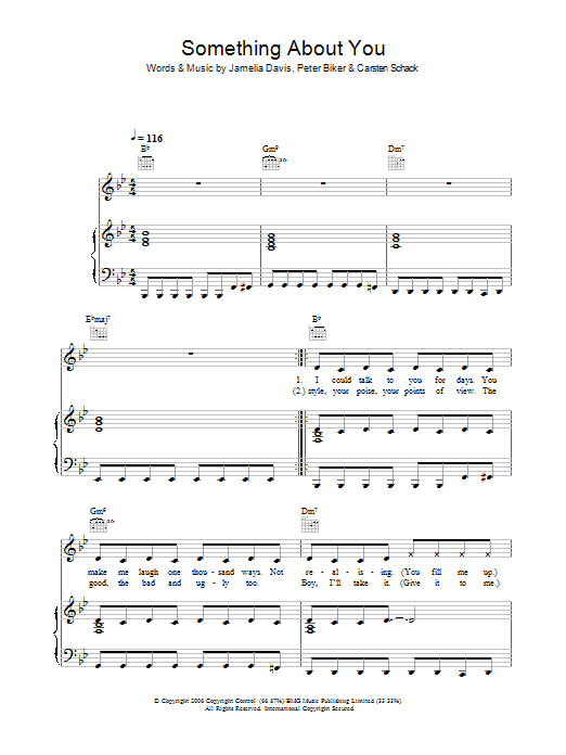 Jamelia Something About You Sheet Music Notes & Chords for Piano, Vocal & Guitar (Right-Hand Melody) - Download or Print PDF