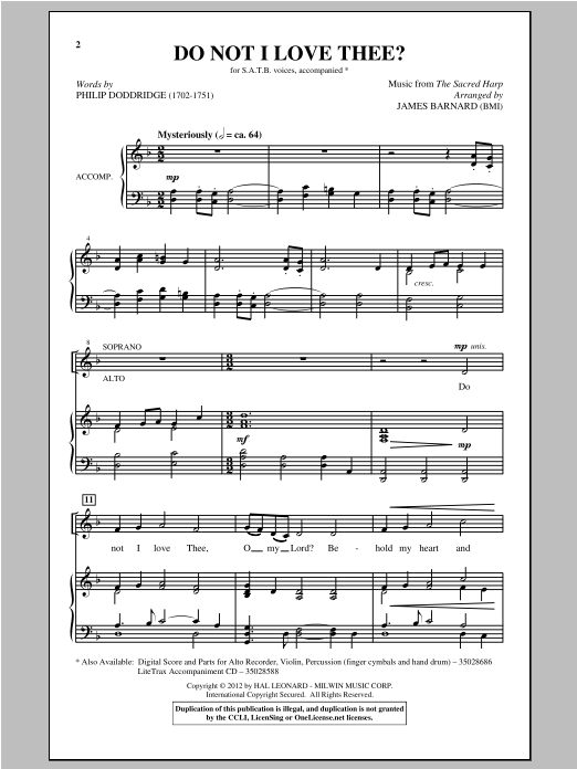 James Barnard Do Not I Love Thee? Sheet Music Notes & Chords for SATB - Download or Print PDF