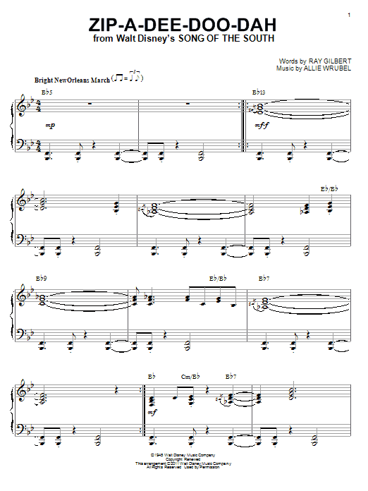 Ray Gilbert Zip-A-Dee-Doo-Dah [Jazz version] (arr. Brent Edstrom) Sheet Music Notes & Chords for Piano - Download or Print PDF