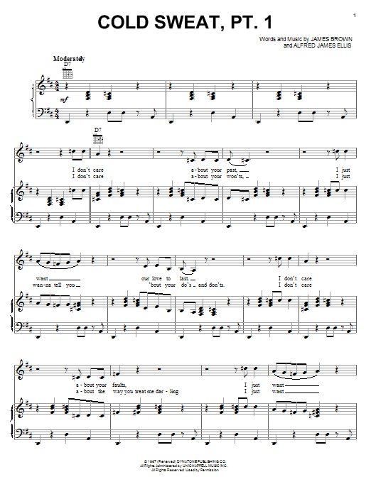 Various Cold Sweat, Pt. 1 Sheet Music Notes & Chords for Easy Bass Tab - Download or Print PDF