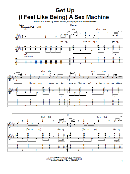 James Brown Get Up (I Feel Like Being A Sex Machine) Sheet Music Notes & Chords for Bass Guitar Tab - Download or Print PDF