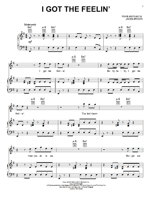 James Brown I Got The Feelin' Sheet Music Notes & Chords for Easy Guitar - Download or Print PDF