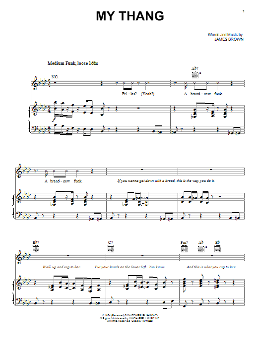 James Brown My Thang Sheet Music Notes & Chords for Piano, Vocal & Guitar (Right-Hand Melody) - Download or Print PDF