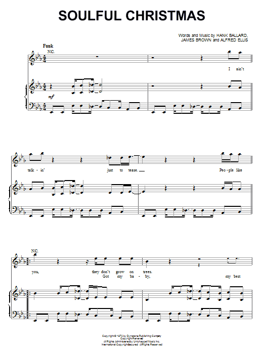 James Brown Soulful Christmas Sheet Music Notes & Chords for Piano, Vocal & Guitar (Right-Hand Melody) - Download or Print PDF