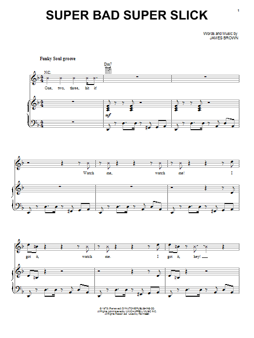 James Brown Super Bad Super Slick Sheet Music Notes & Chords for Piano, Vocal & Guitar (Right-Hand Melody) - Download or Print PDF