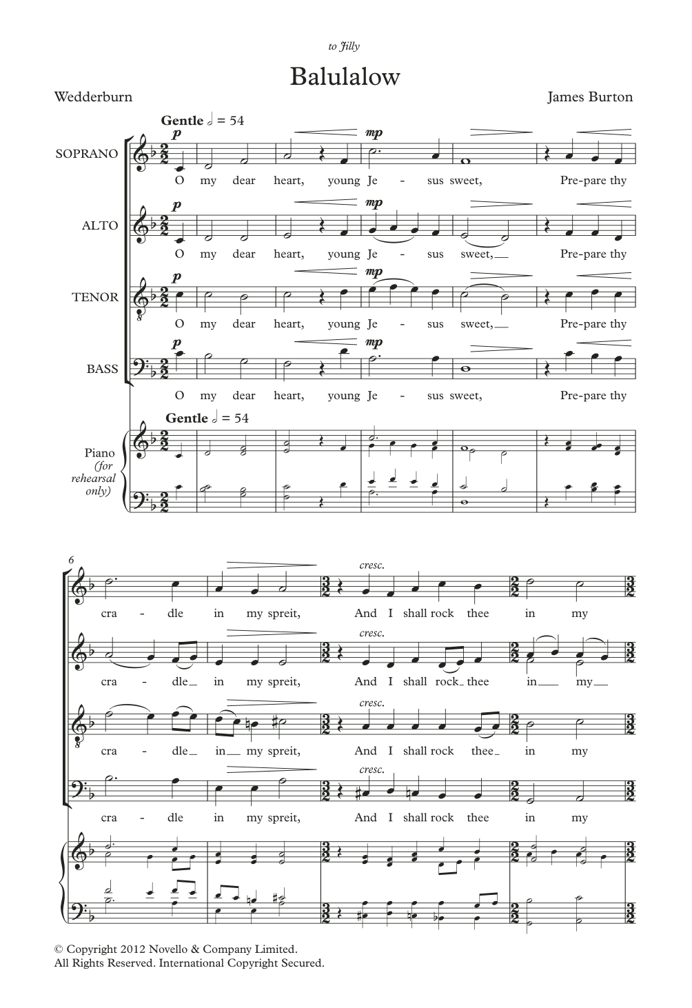 James Burton Balulalow Sheet Music Notes & Chords for SATB Choir - Download or Print PDF
