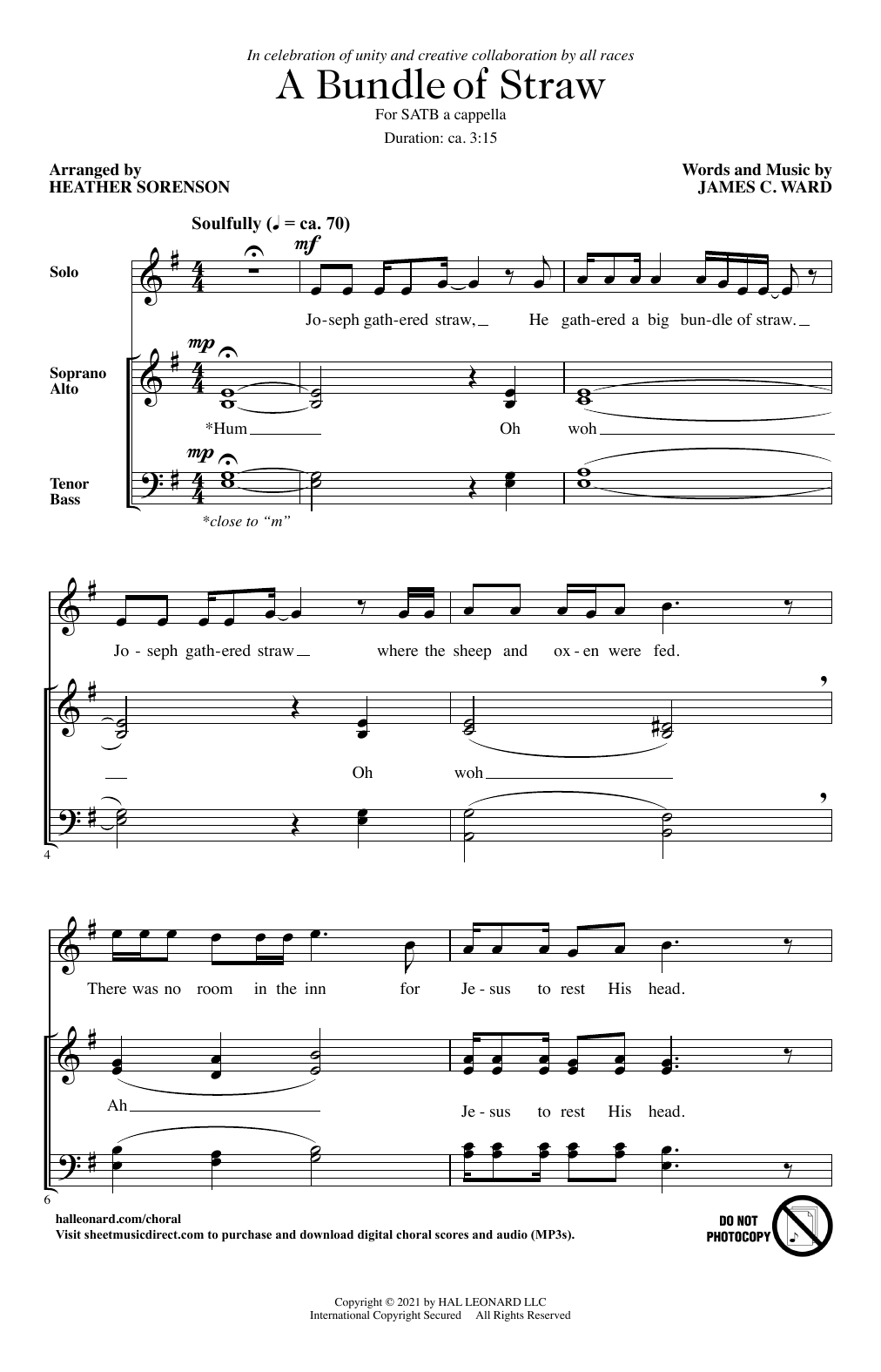 James C. Ward A Bundle Of Straw (arr. Heather Sorenson) Sheet Music Notes & Chords for SATB Choir - Download or Print PDF
